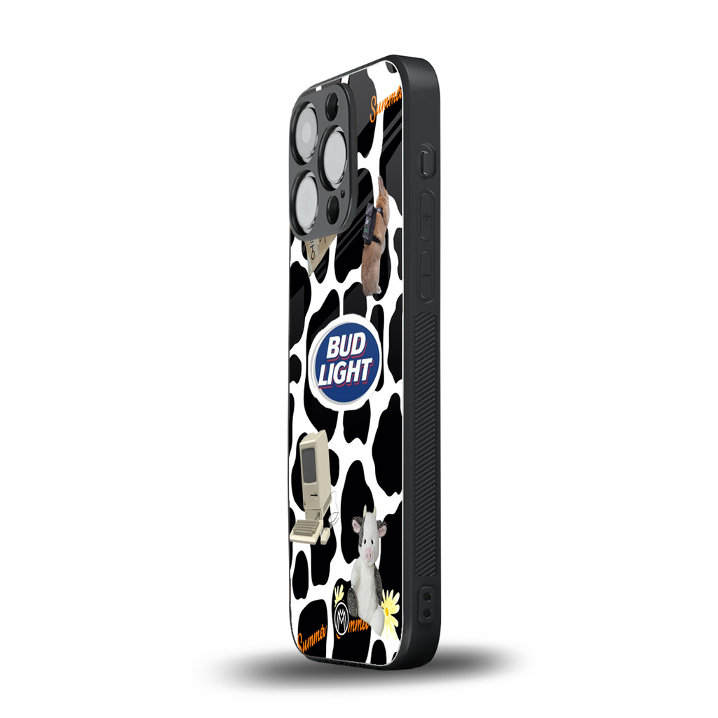 moo moo summer vibes back phone cover | glass case for iphone 15 pro
