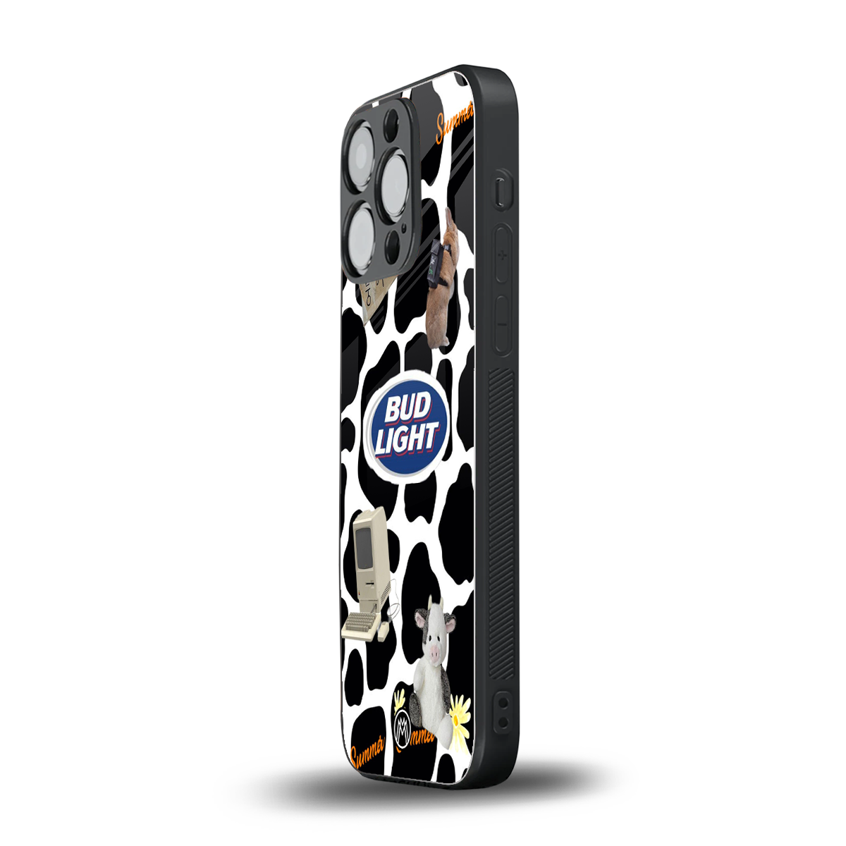 moo moo summer vibes back phone cover | glass case for iphone 15 pro