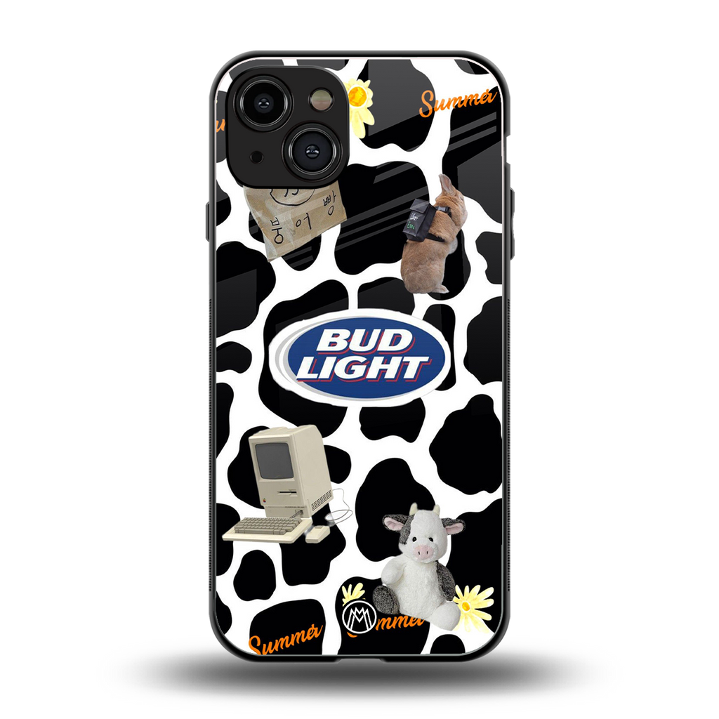 moo moo summer vibes back phone cover | glass case for iphone 15