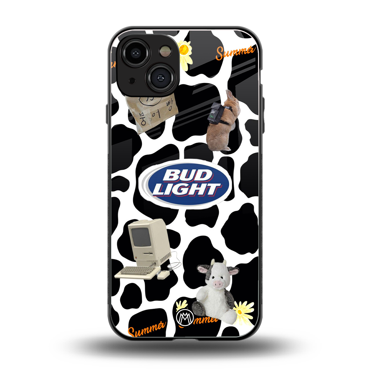 moo moo summer vibes back phone cover | glass case for iphone 15