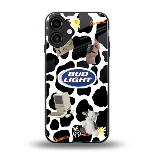 moo moo summer vibes back phone cover | glass case for iphone 16 plus