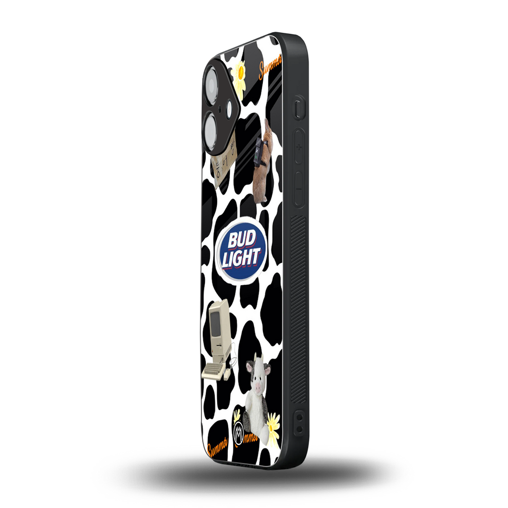 moo moo summer vibes back phone cover | glass case for iphone 16 plus