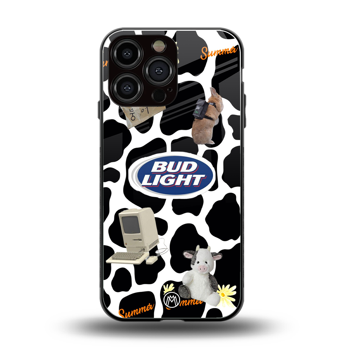 moo moo summer vibes back phone cover | glass case for iphone 16 pro max