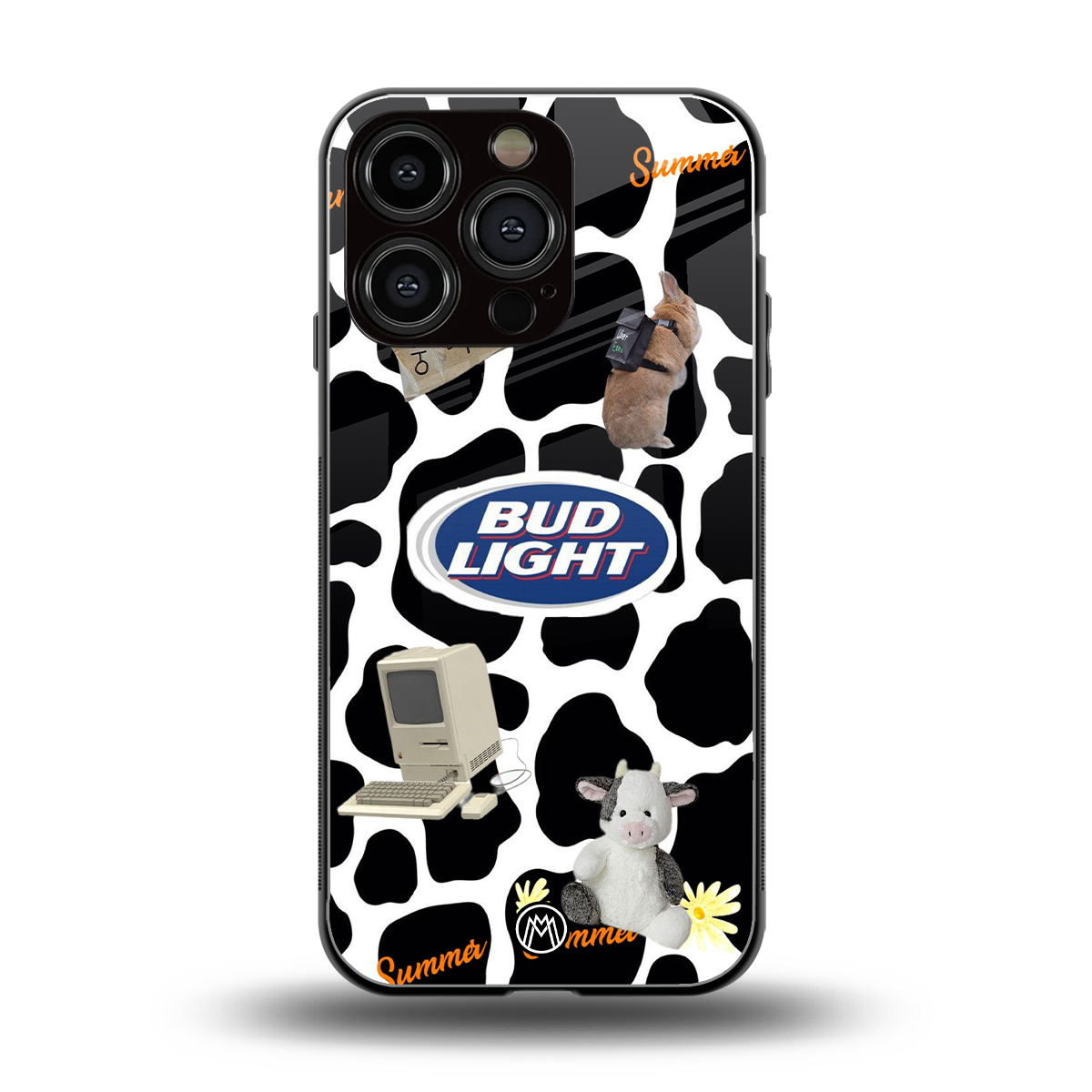 moo moo summer vibes back phone cover | glass case for iphone 16 pro