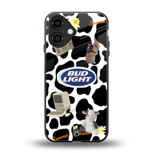 moo moo summer vibes back phone cover | glass case for iphone 16