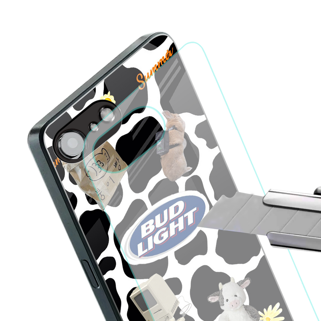 moo moo summer vibes back phone cover | glass case for iphone 16e