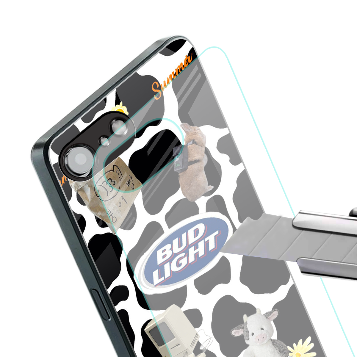 moo moo summer vibes back phone cover | glass case for iphone 16e