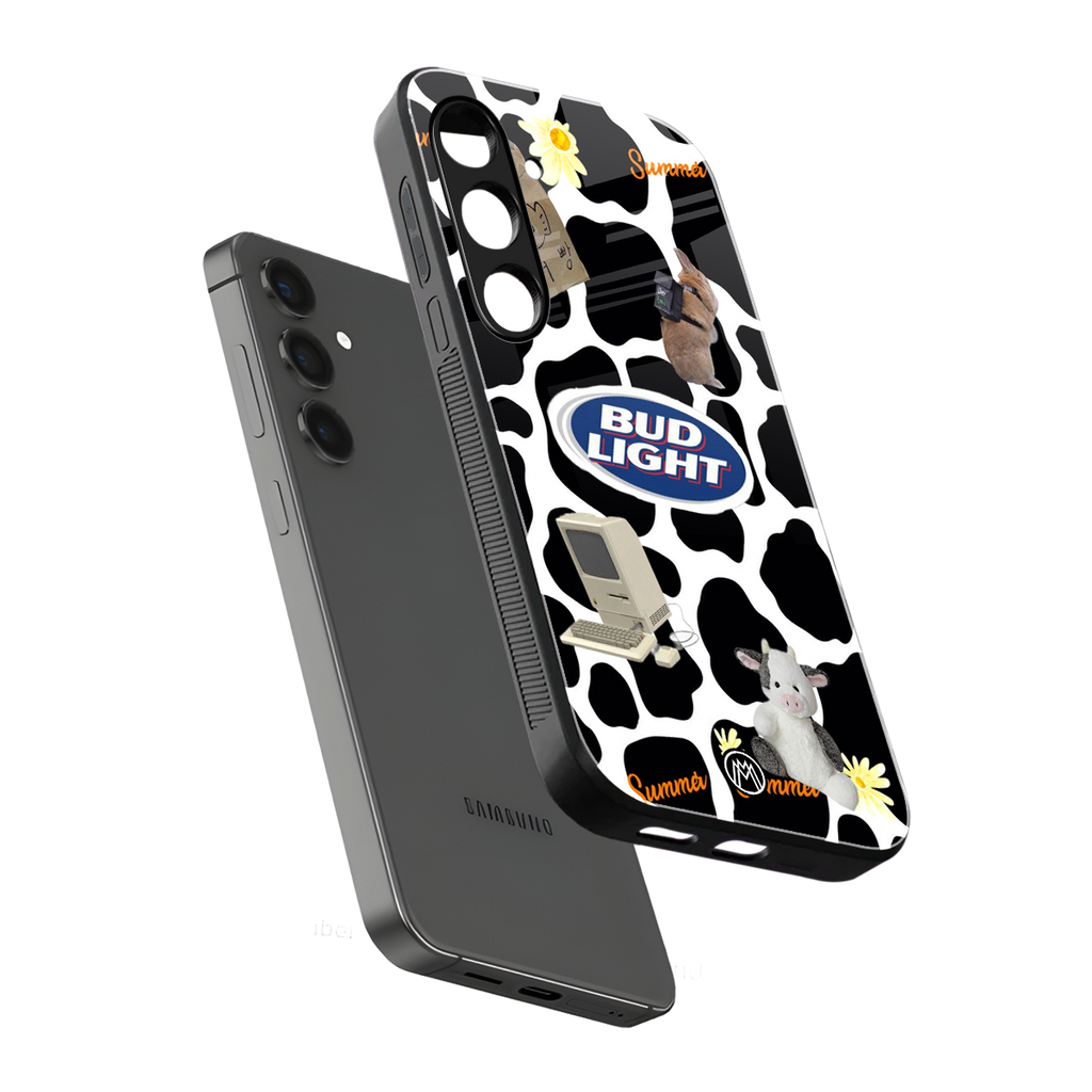 moo moo summer vibes back phone cover | glass case for samsung galaxy s25 plus