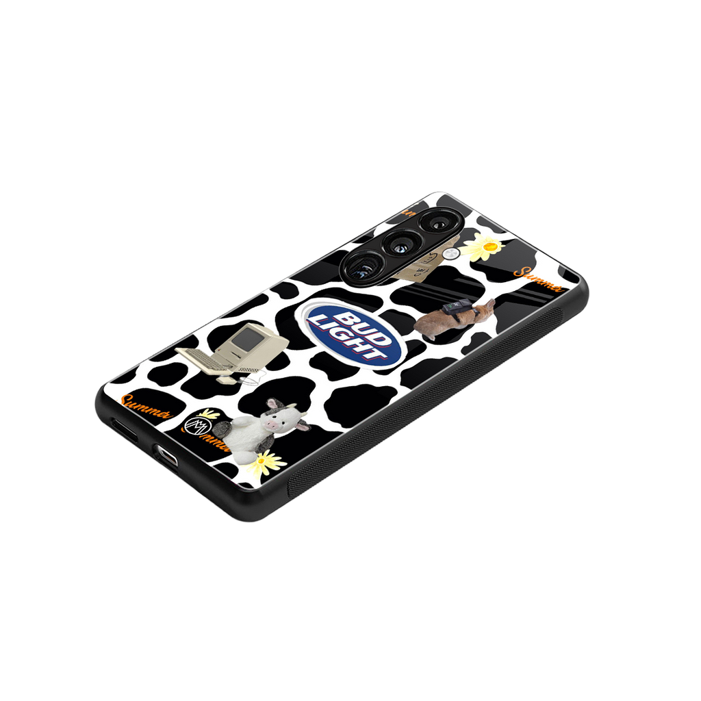 moo moo summer vibes back phone cover | glass case for samsung galaxy s25