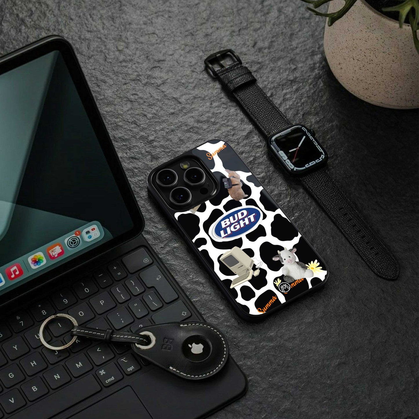 moo moo summer vibes back phone cover | glass case for samsung galaxy s24 ultra