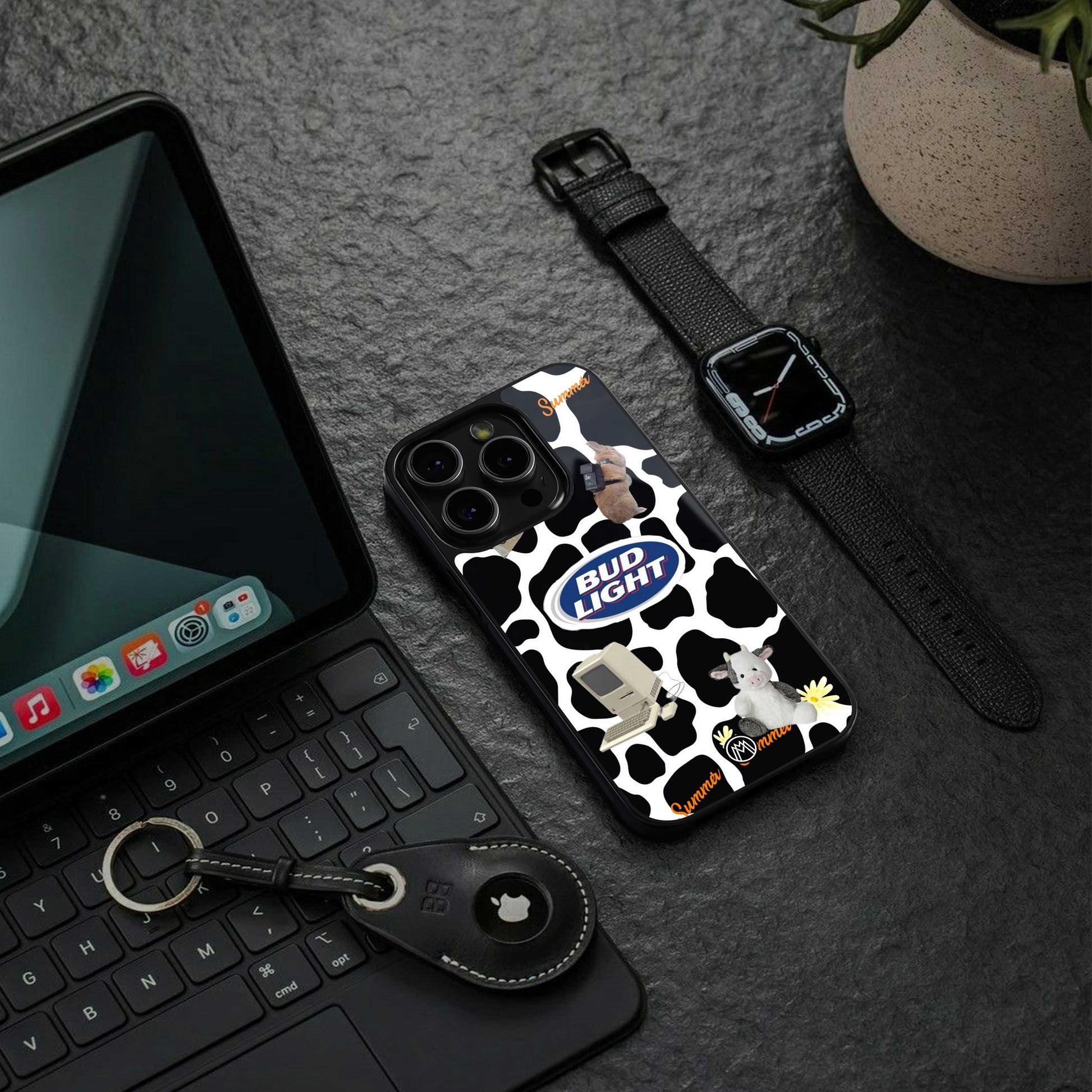 moo moo summer vibes back phone cover | glass case for samsung galaxy s24 ultra