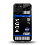 moon boarding pass back phone cover | glass case for iphone 13 mini