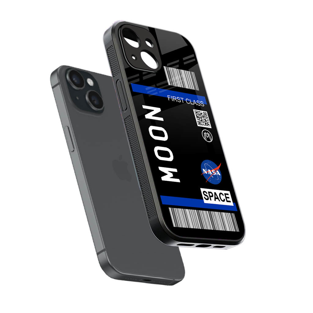 moon boarding pass back phone cover | glass case for iphone 13 mini