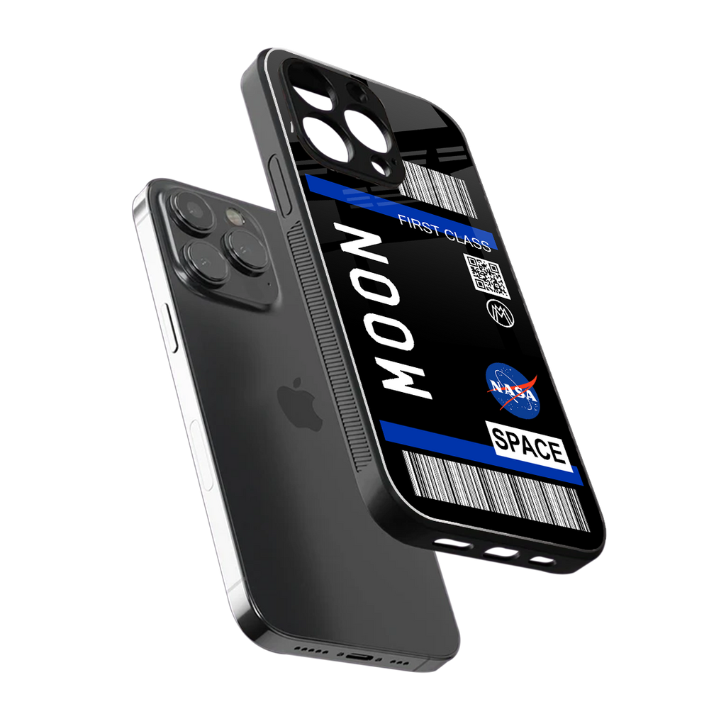 moon boarding pass back phone cover | glass case for iphone 13 pro