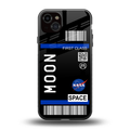 moon boarding pass back phone cover | glass case for iphone 15 plus