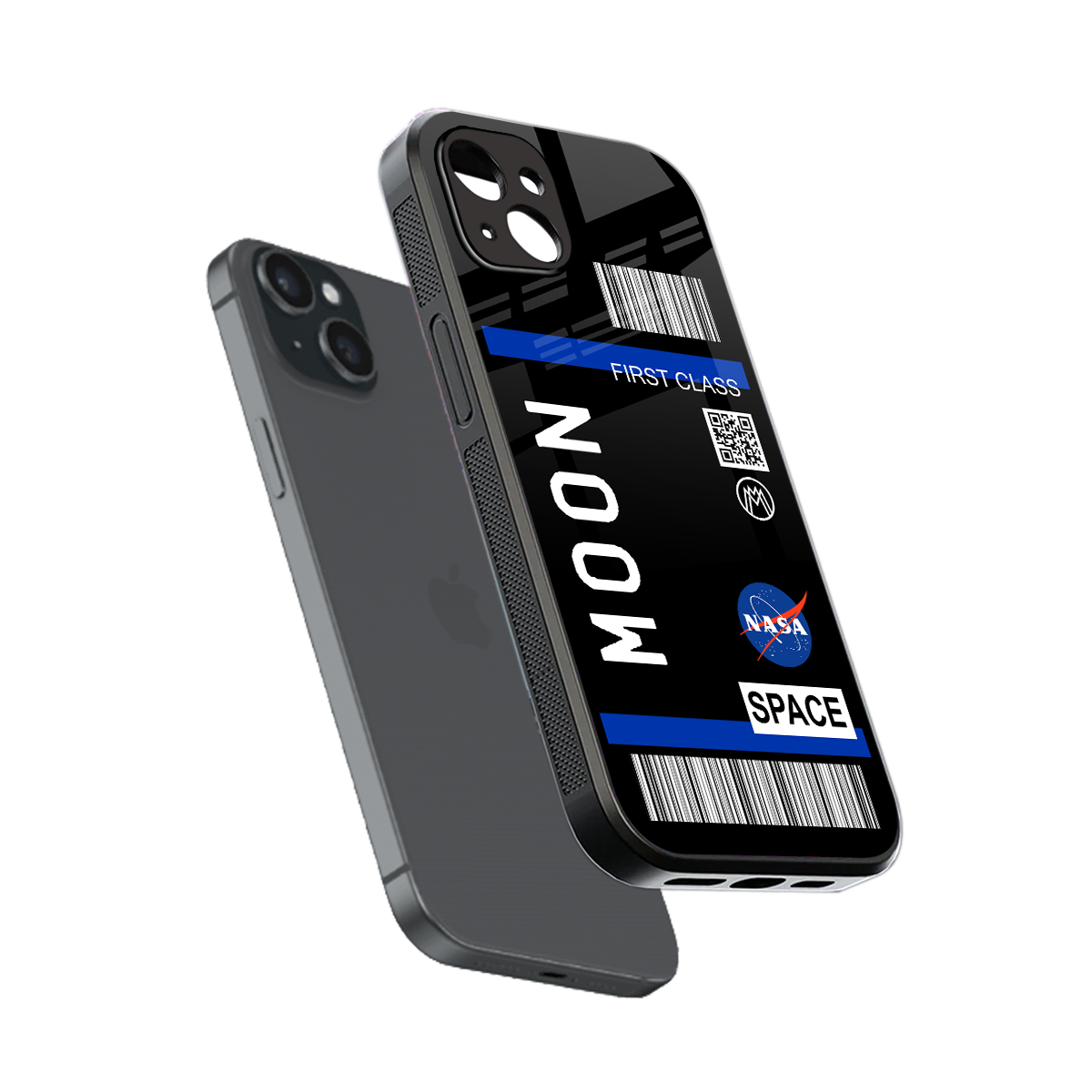 moon boarding pass back phone cover | glass case for iphone 15 plus