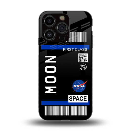 moon boarding pass back phone cover | glass case for iphone 15 pro