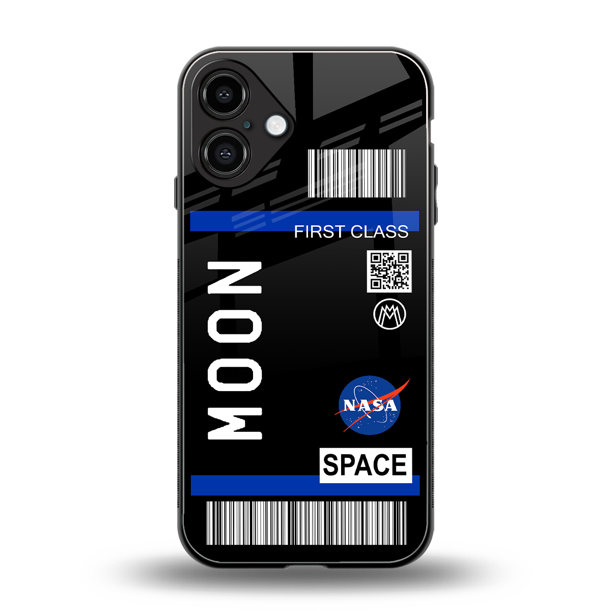 moon boarding pass back phone cover | glass case for iphone 16 plus