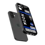 moon boarding pass back phone cover | glass case for iphone 16 plus