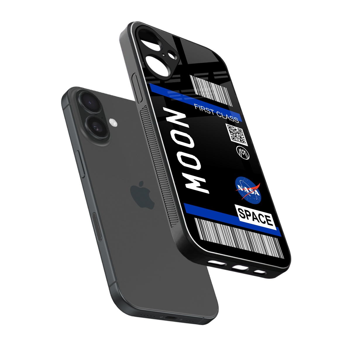 moon boarding pass back phone cover | glass case for iphone 16 plus