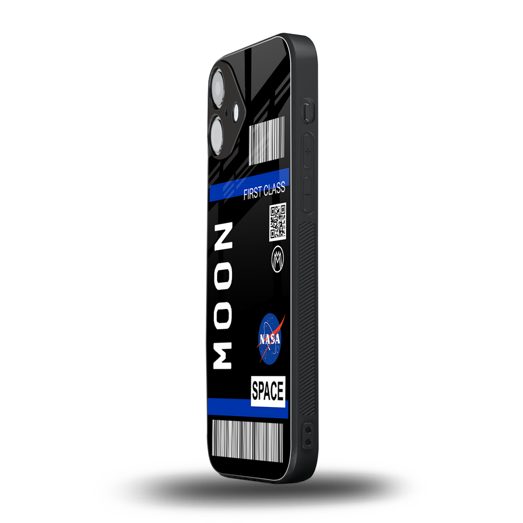 moon boarding pass back phone cover | glass case for iphone 16 plus