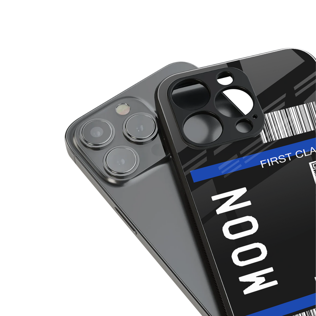 moon boarding pass back phone cover | glass case for iphone 13