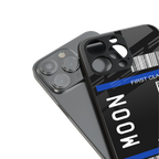 moon boarding pass back phone cover | glass case for iphone 16 plus