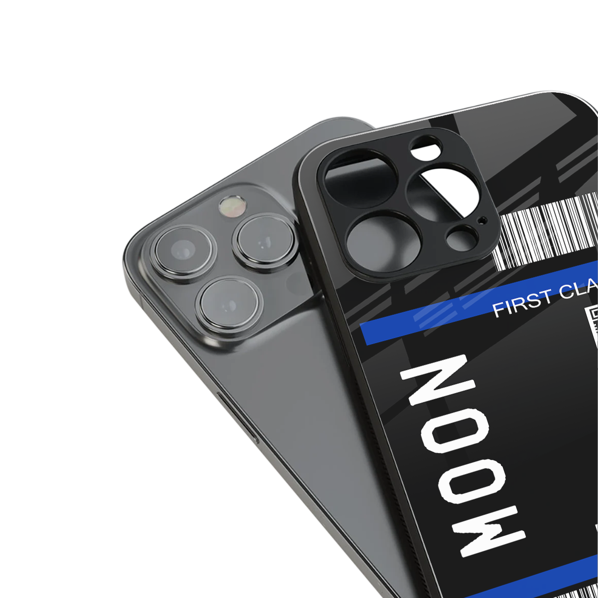 moon boarding pass back phone cover | glass case for iphone 15 pro