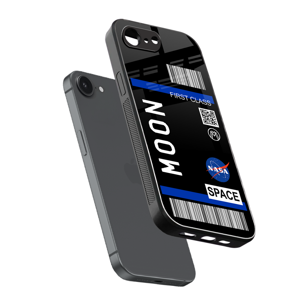 moon boarding pass back phone cover | glass case for iphone 16e