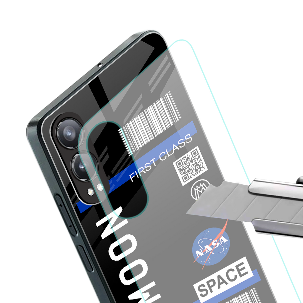 moon boarding pass back phone cover | glass case for oneplus nord ce 4 lite