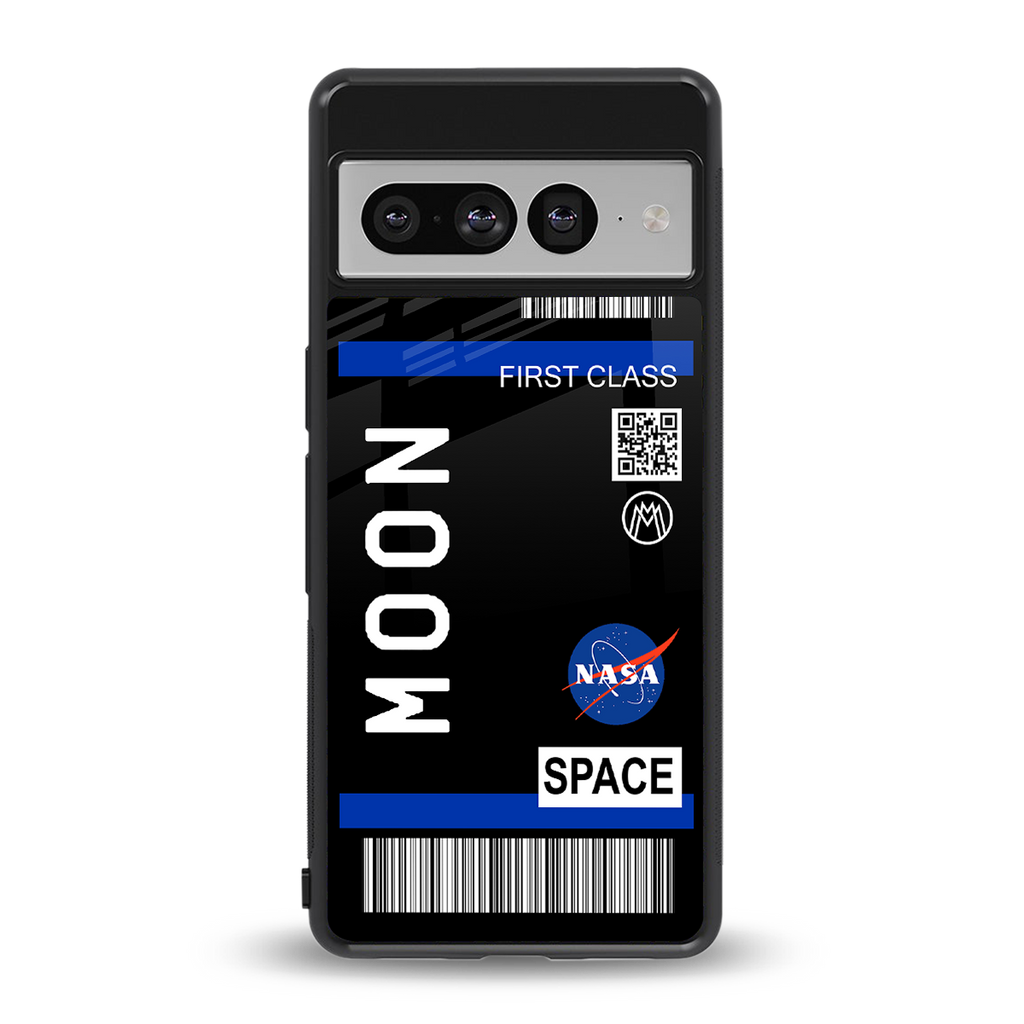 moon boarding pass back phone cover | glass case for google pixel 7 pro