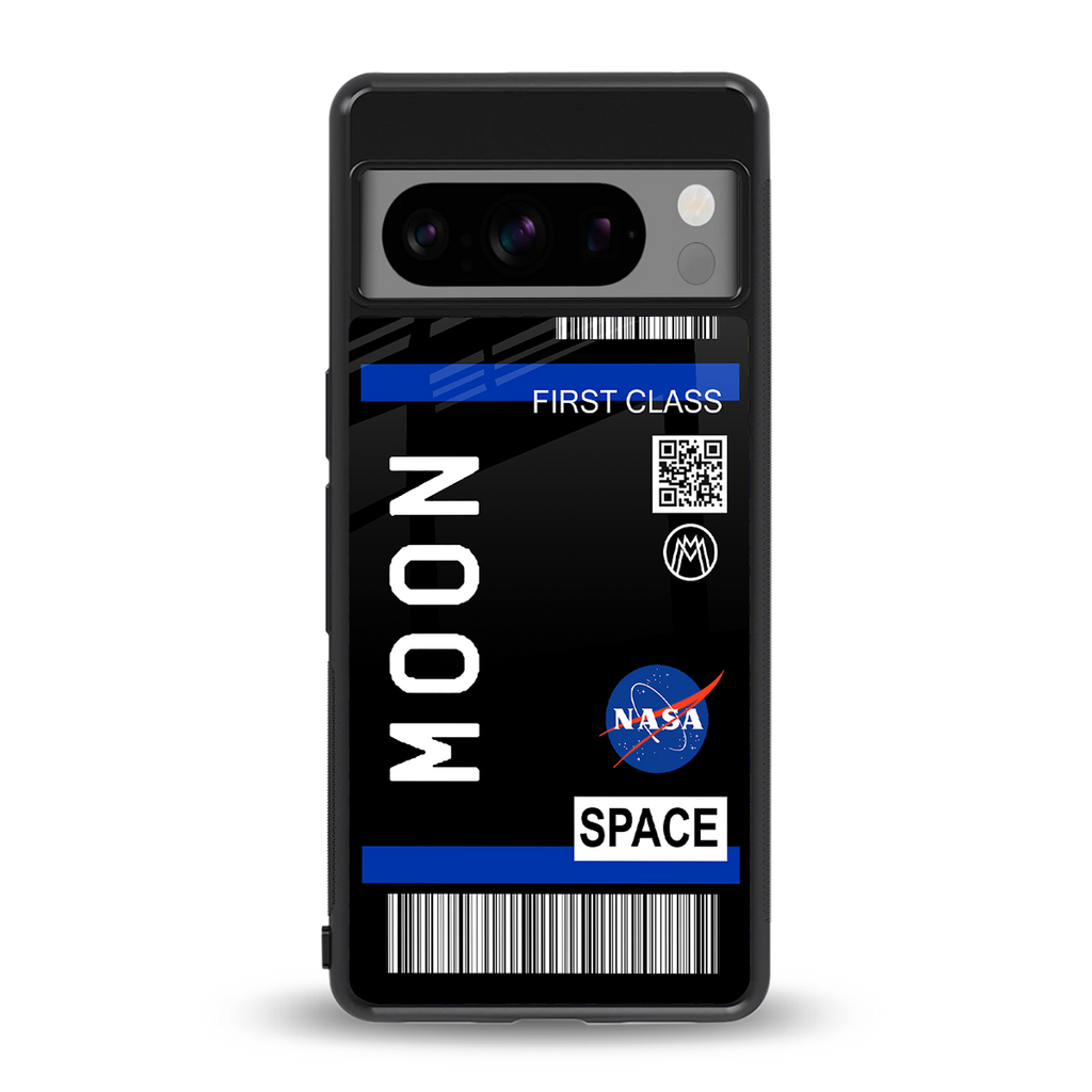 moon boarding pass back phone cover | glass case for google pixel 8 pro