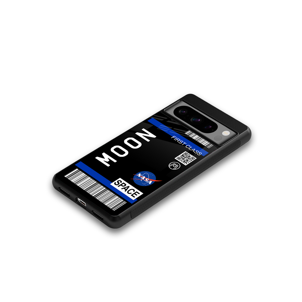 moon boarding pass back phone cover | glass case for google pixel 8 pro