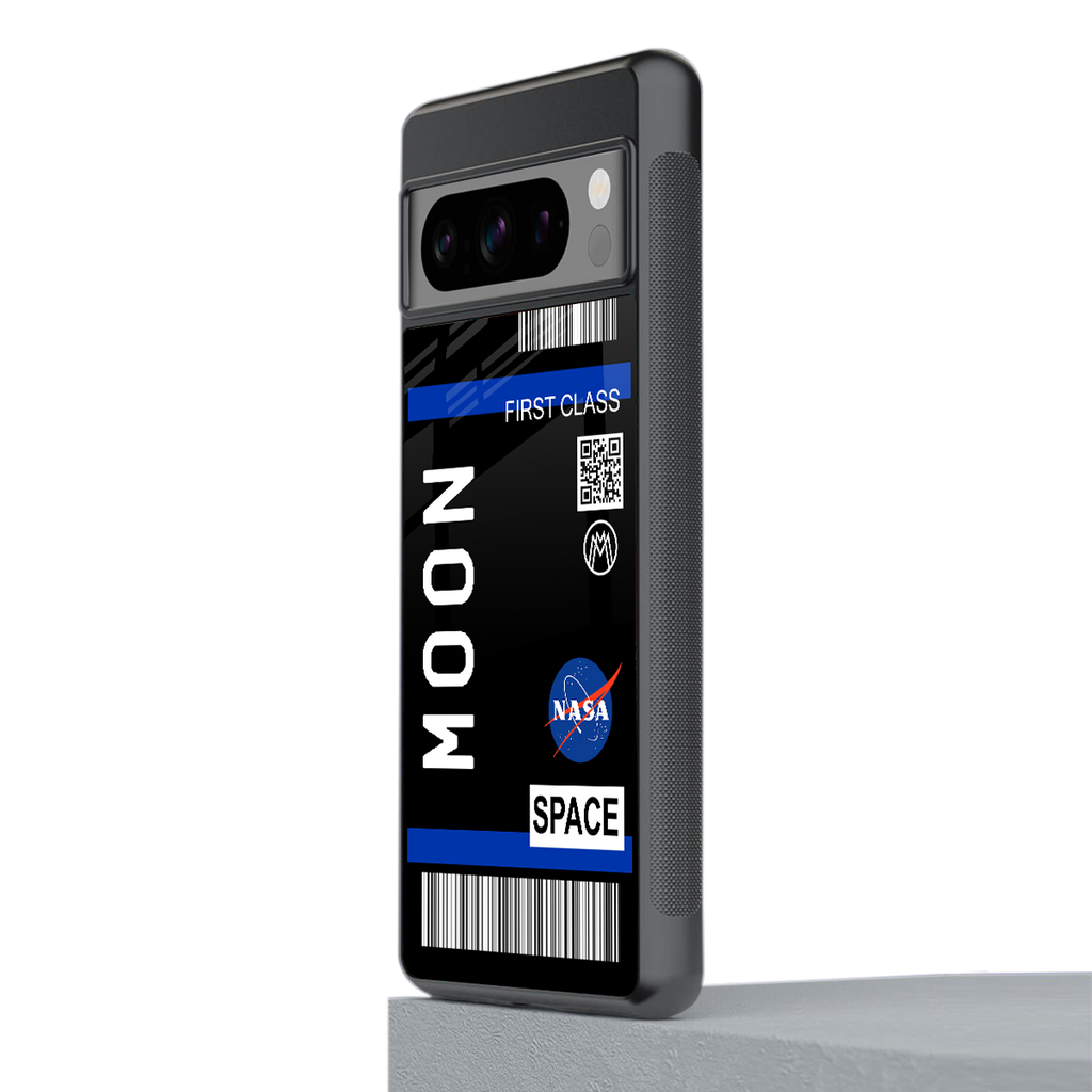 moon boarding pass back phone cover | glass case for google pixel 8 pro