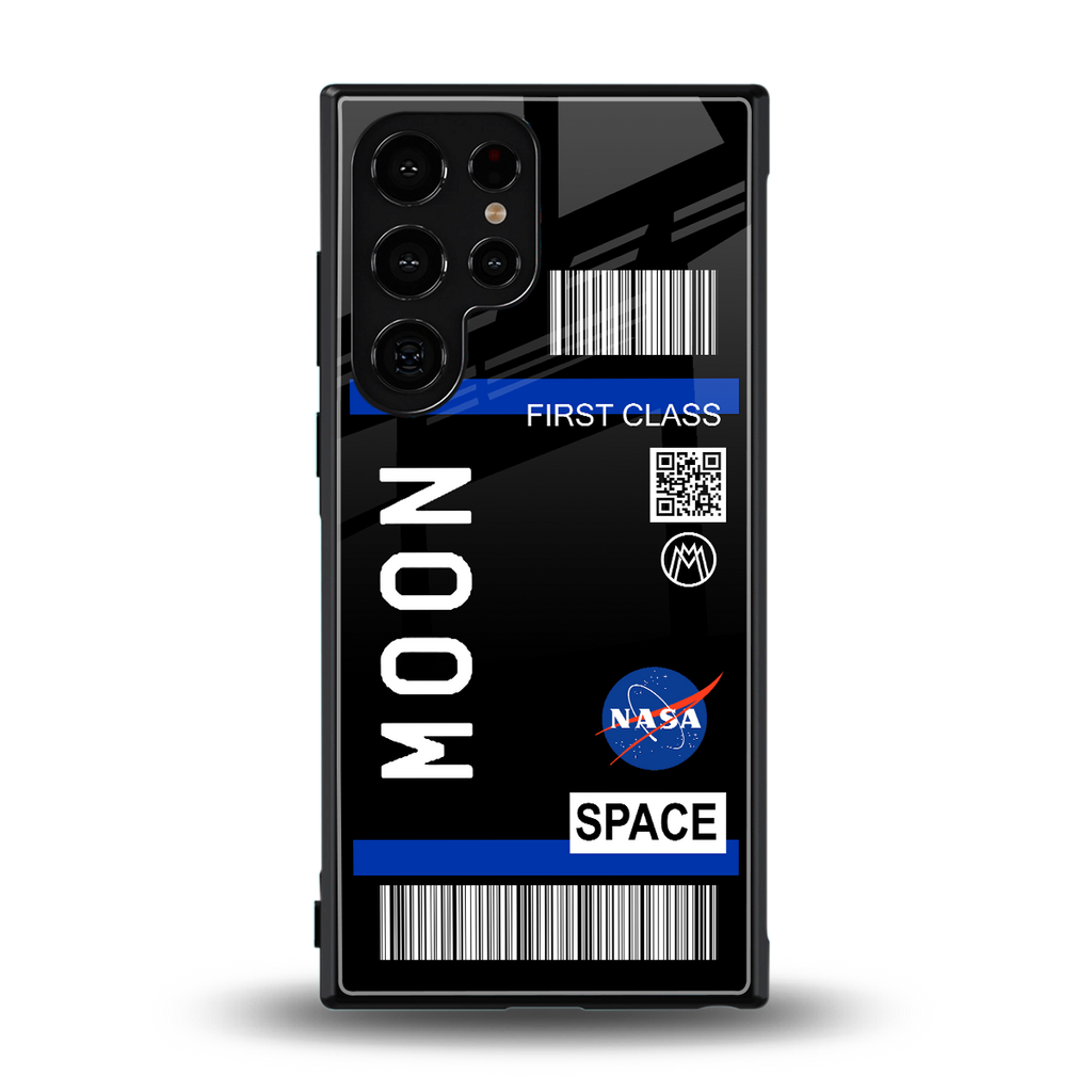 moon boarding pass back phone cover | glass case for samsung galaxy s24 ultra