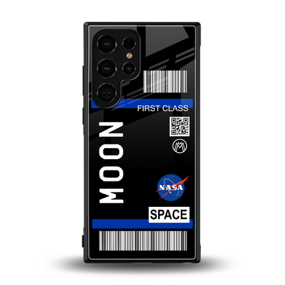 moon boarding pass back phone cover | glass case for samsung galaxy s24 ultra