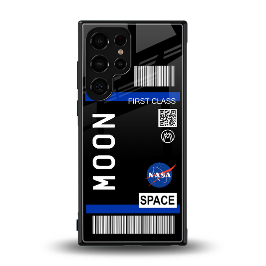 moon boarding pass back phone cover | glass case for samsung galaxy s24 ultra