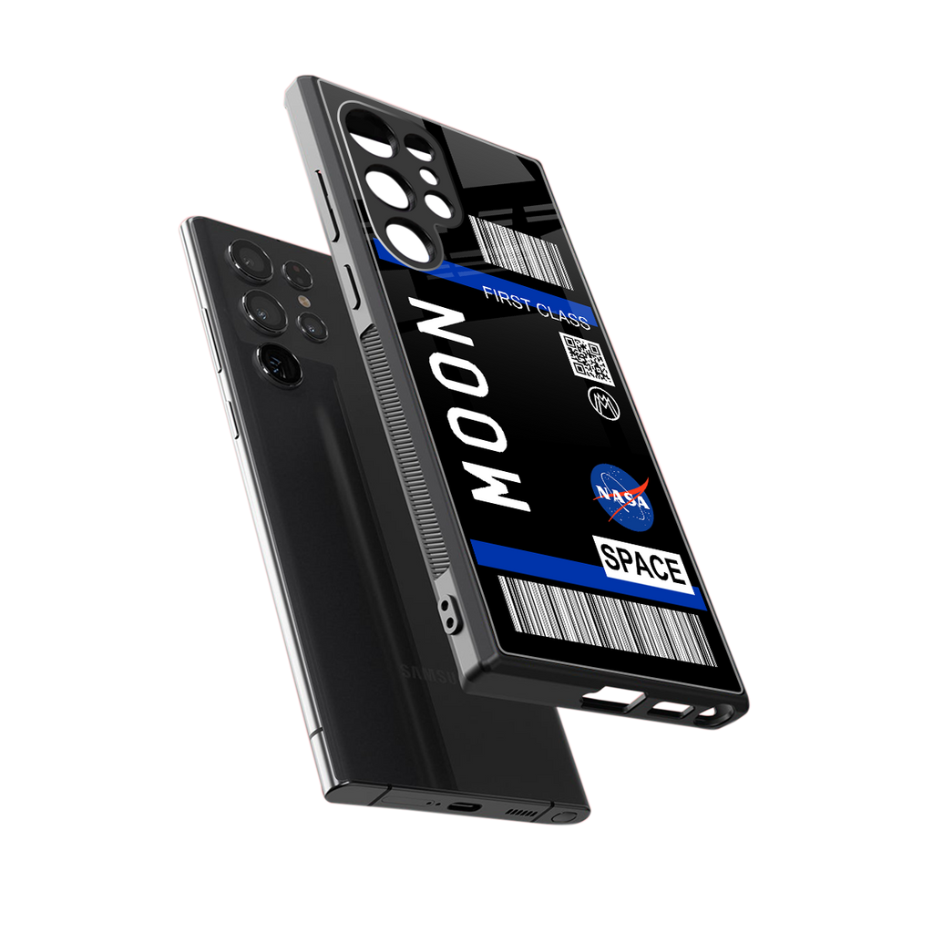 moon boarding pass back phone cover | glass case for samsung galaxy s24 ultra