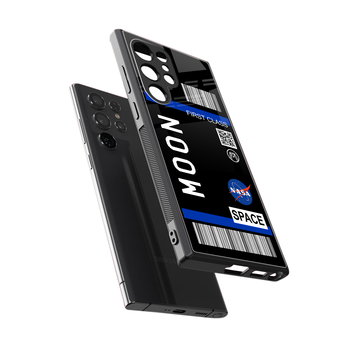 moon boarding pass back phone cover | glass case for samsung galaxy s24 ultra