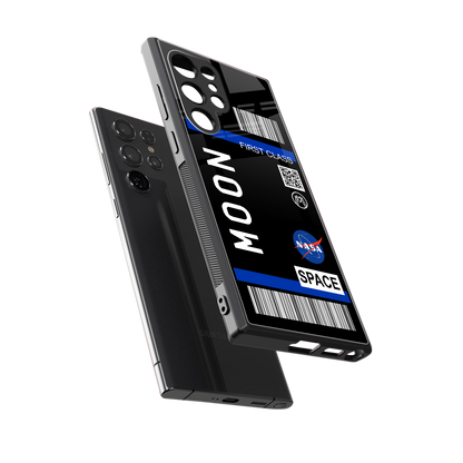 moon boarding pass back phone cover | glass case for samsung galaxy s24 ultra