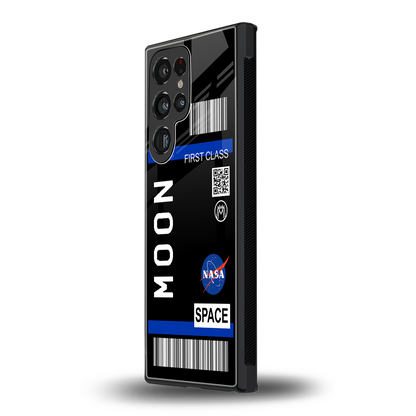 moon boarding pass back phone cover | glass case for samsung galaxy s23 ultra