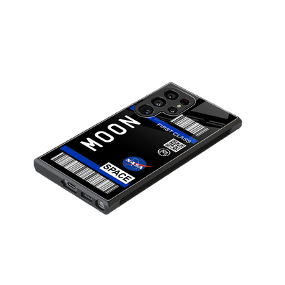 moon boarding pass back phone cover | glass case for samsung galaxy s23 ultra