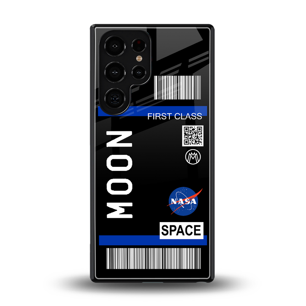 moon boarding pass back phone cover | glass case for samsung galaxy s25 ultra