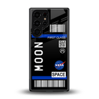 moon boarding pass back phone cover | glass case for samsung galaxy s25 ultra