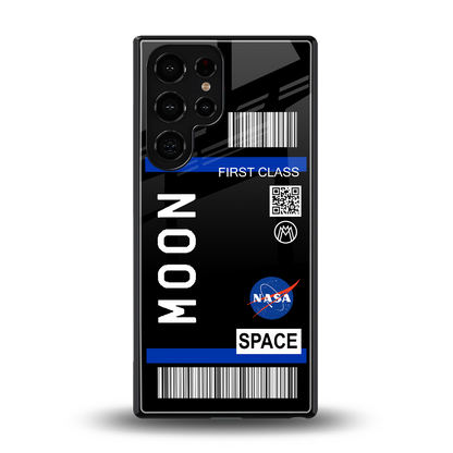 moon boarding pass back phone cover | glass case for samsung galaxy s25 ultra