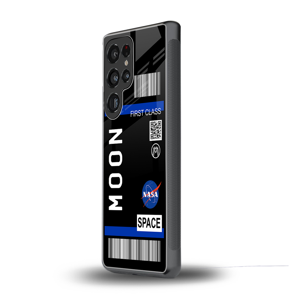 moon boarding pass back phone cover | glass case for samsung galaxy s25 ultra