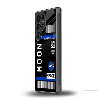 moon boarding pass back phone cover | glass case for samsung galaxy s25 ultra