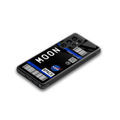 moon boarding pass back phone cover | glass case for samsung galaxy s25 ultra