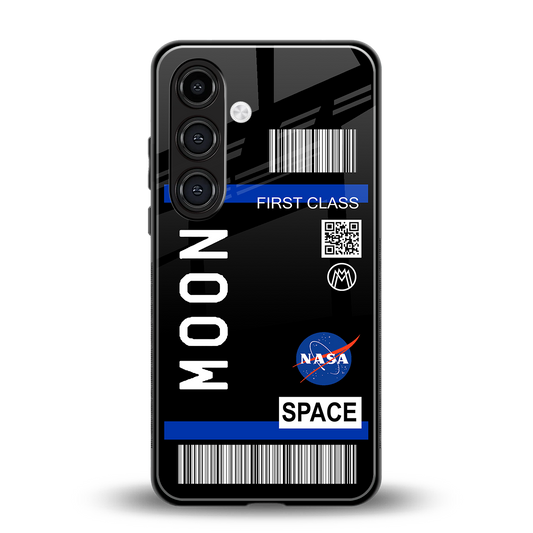 moon boarding pass back phone cover | glass case for samsung galaxy s24 plus