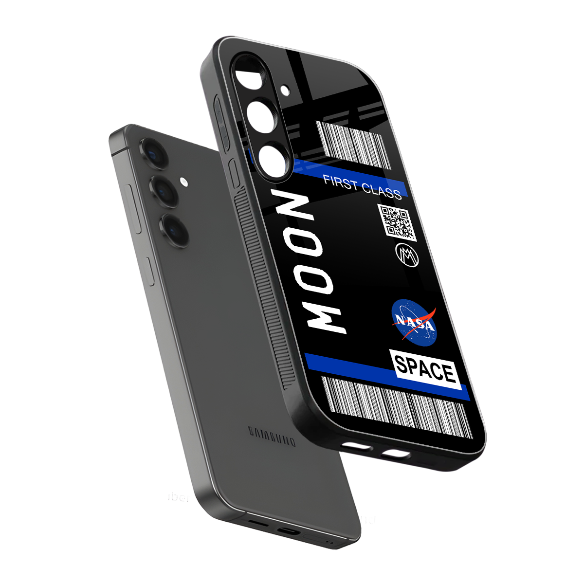 moon boarding pass back phone cover | glass case for samsung galaxy s25 plus